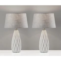 Wayne 27 in. White Lamp Set by Adesso