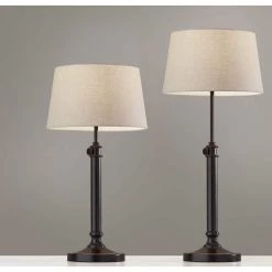 Gary 28 in. Black Lamp Set by Adesso