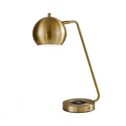Emerson 20.5 in. Antique Brass LED Desk Lamp with Qi Wireless Charging by Adesso