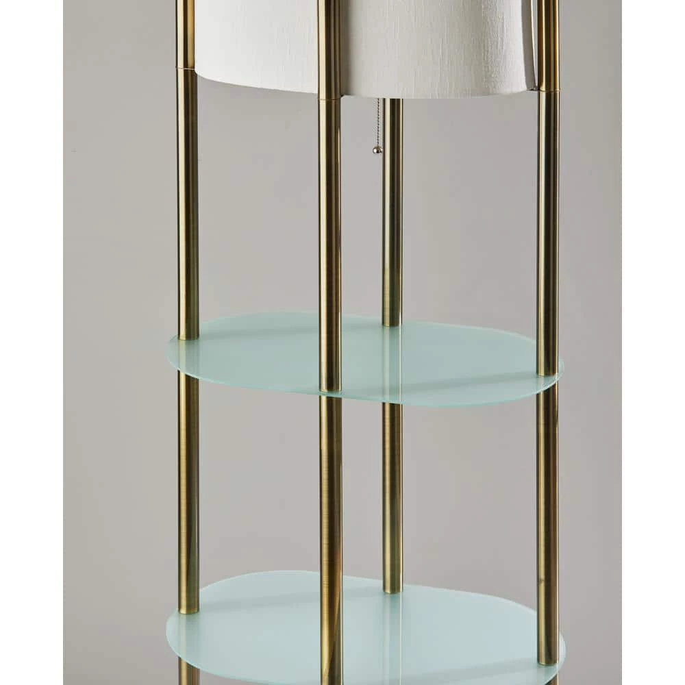 Norman 60 .5 in. Antique Brass Shelf Floor Lamp by Adesso - Image 3