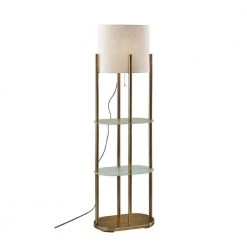 Norman 60 .5 in. Antique Brass Shelf Floor Lamp by Adesso