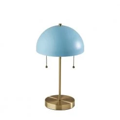 Bowie 18 in. Antique Brass and Light Blue Table Lamp by Adesso