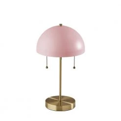Bowie 18 in. Antique Brass and Light Pink Table Lamp by Adesso