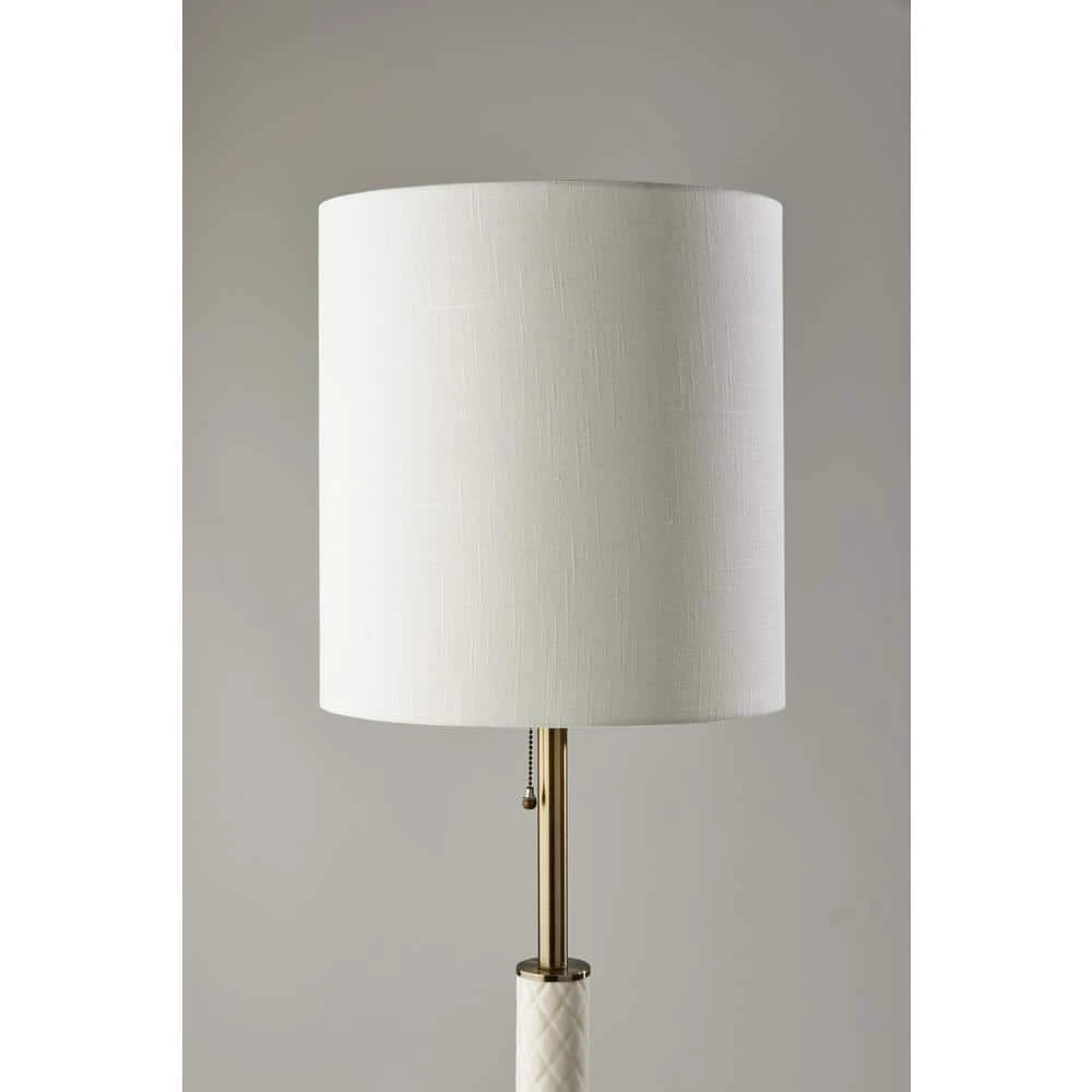 Vanessa 63 in. 1-Light Antique Brass with Textured Cream Ceramic Bulb Pendant by Adesso - Image 3