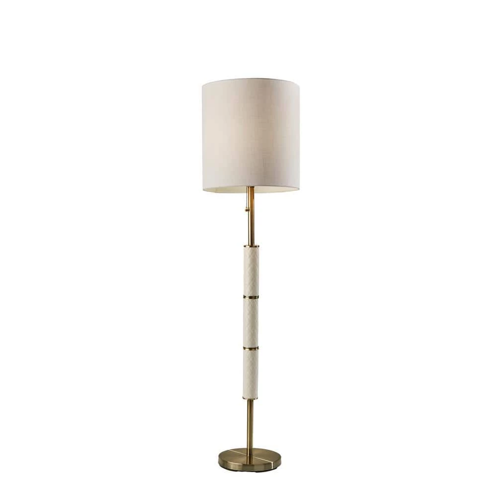 Vanessa 63 in. 1-Light Antique Brass with Textured Cream Ceramic Bulb Pendant by Adesso