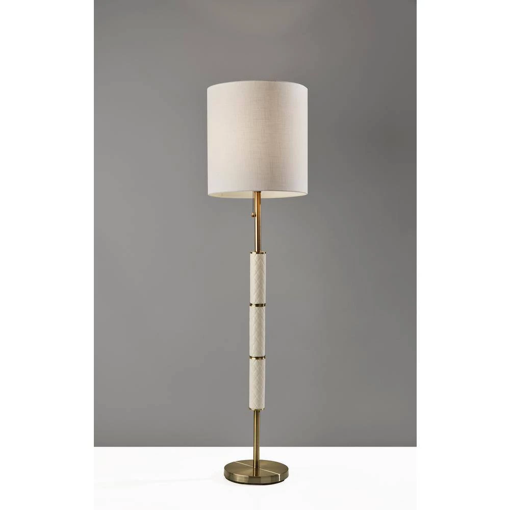 Vanessa 63 in. 1-Light Antique Brass with Textured Cream Ceramic Bulb Pendant by Adesso - Image 2
