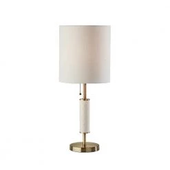 Vanessa 29 in. Antique Brass with Textured Cream Ceramic Table Lamp by Adesso