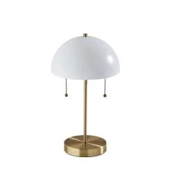 Bowie 18 in. Antique Brass and White Table Lamp by Adesso