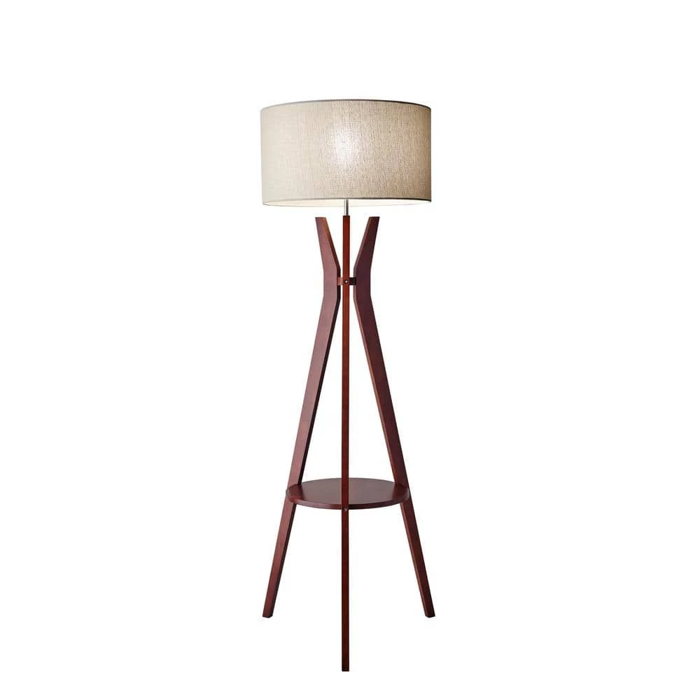 60 in. Beige Bedford Shelf Floor Lamp by Adesso