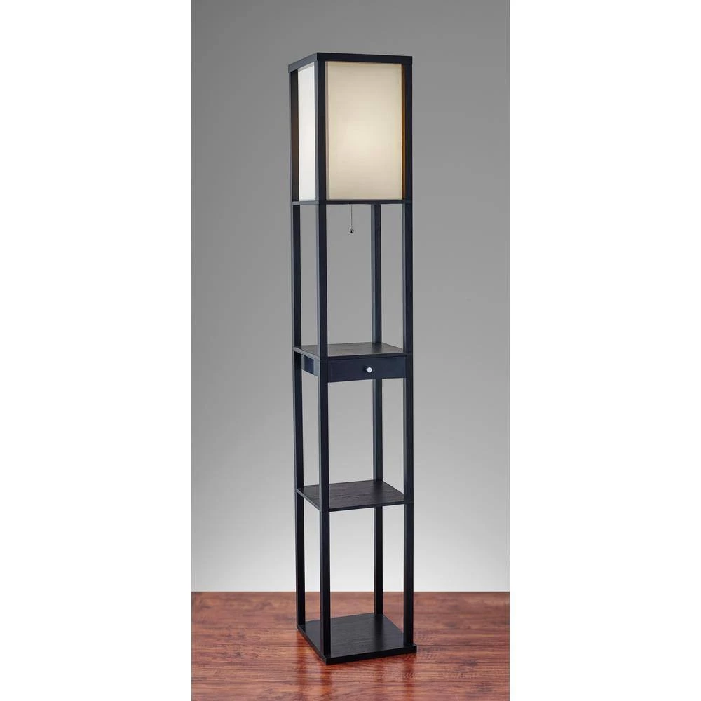 Parker 62.5 in. Black Shelf Lamp with Drawer by Adesso - Image 4
