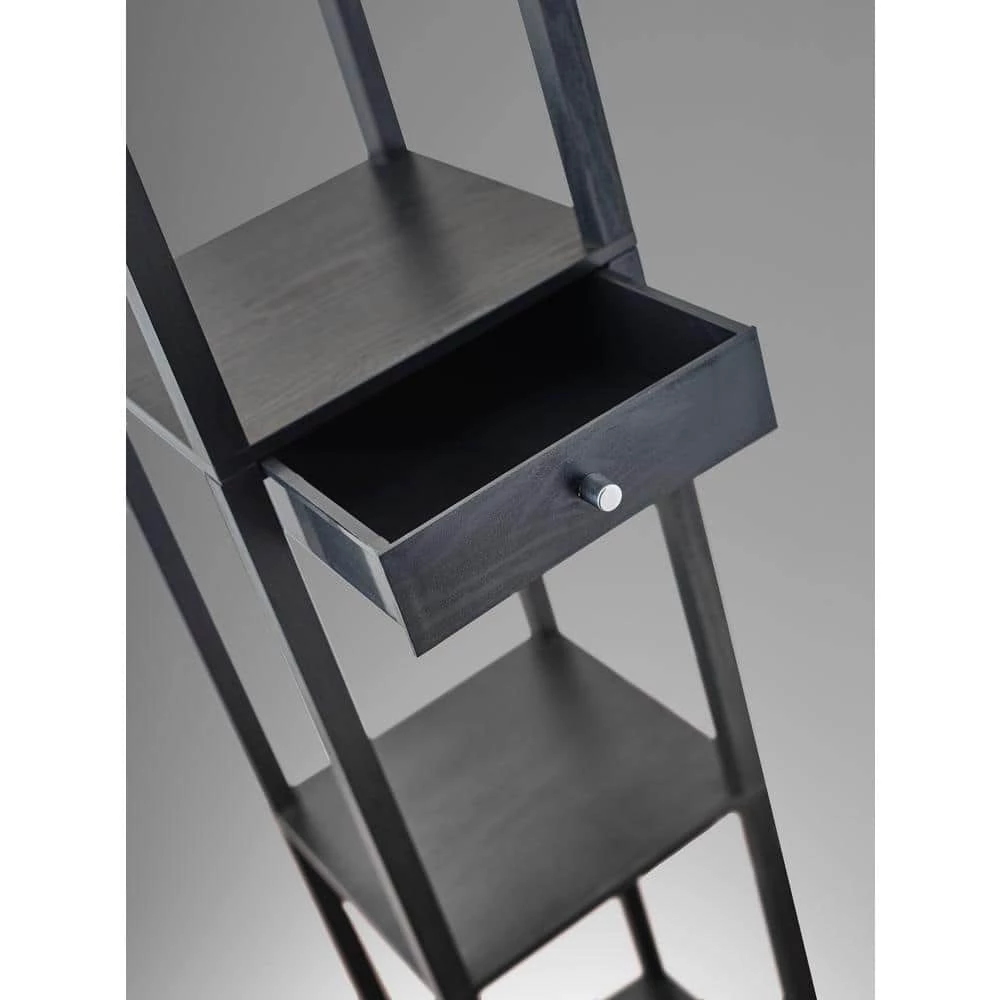 Parker 62.5 in. Black Shelf Lamp with Drawer by Adesso - Image 3