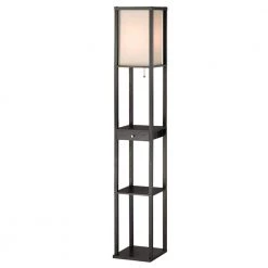 Parker 62.5 in. Black Shelf Lamp with Drawer by Adesso