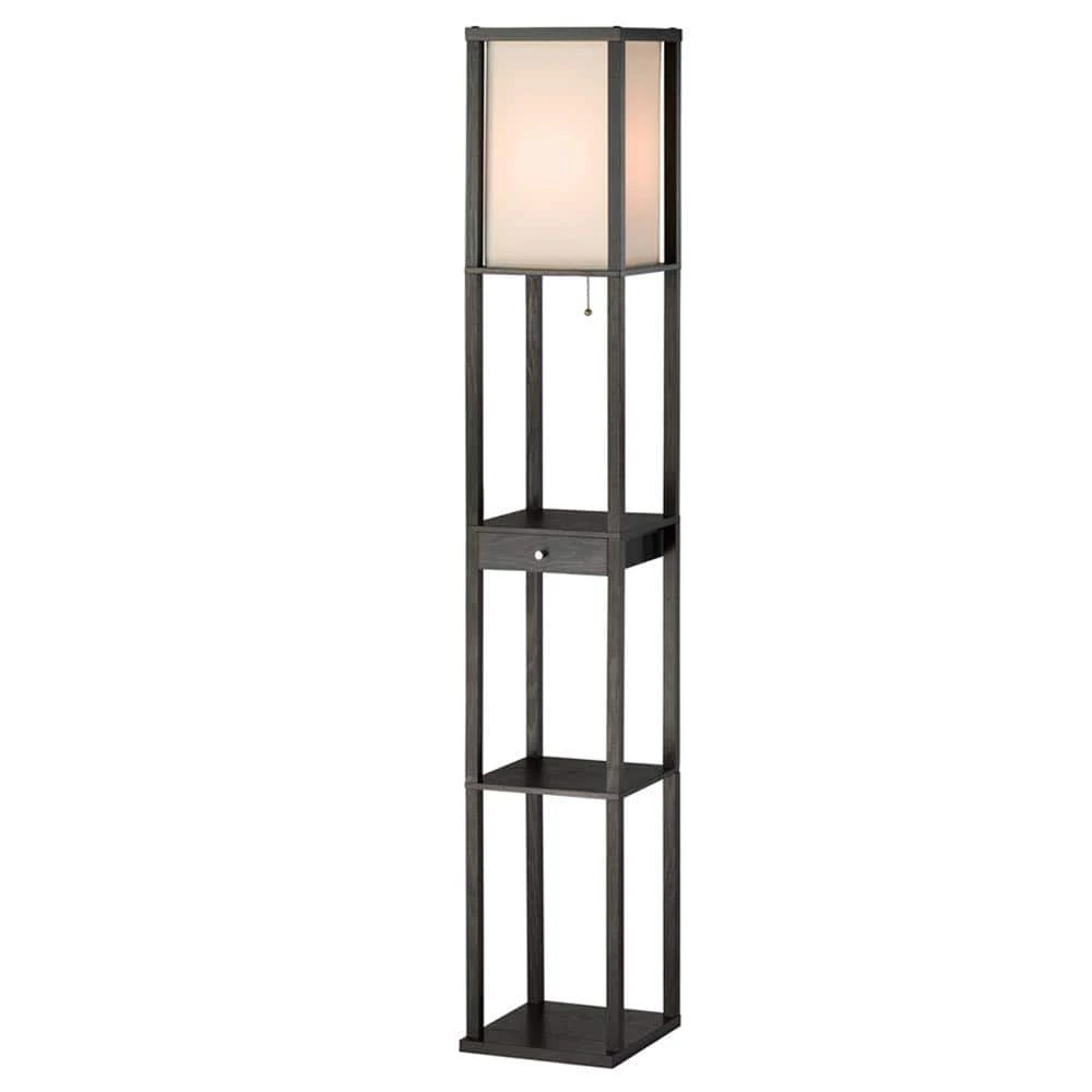 Parker 62.5 in. Black Shelf Lamp with Drawer by Adesso