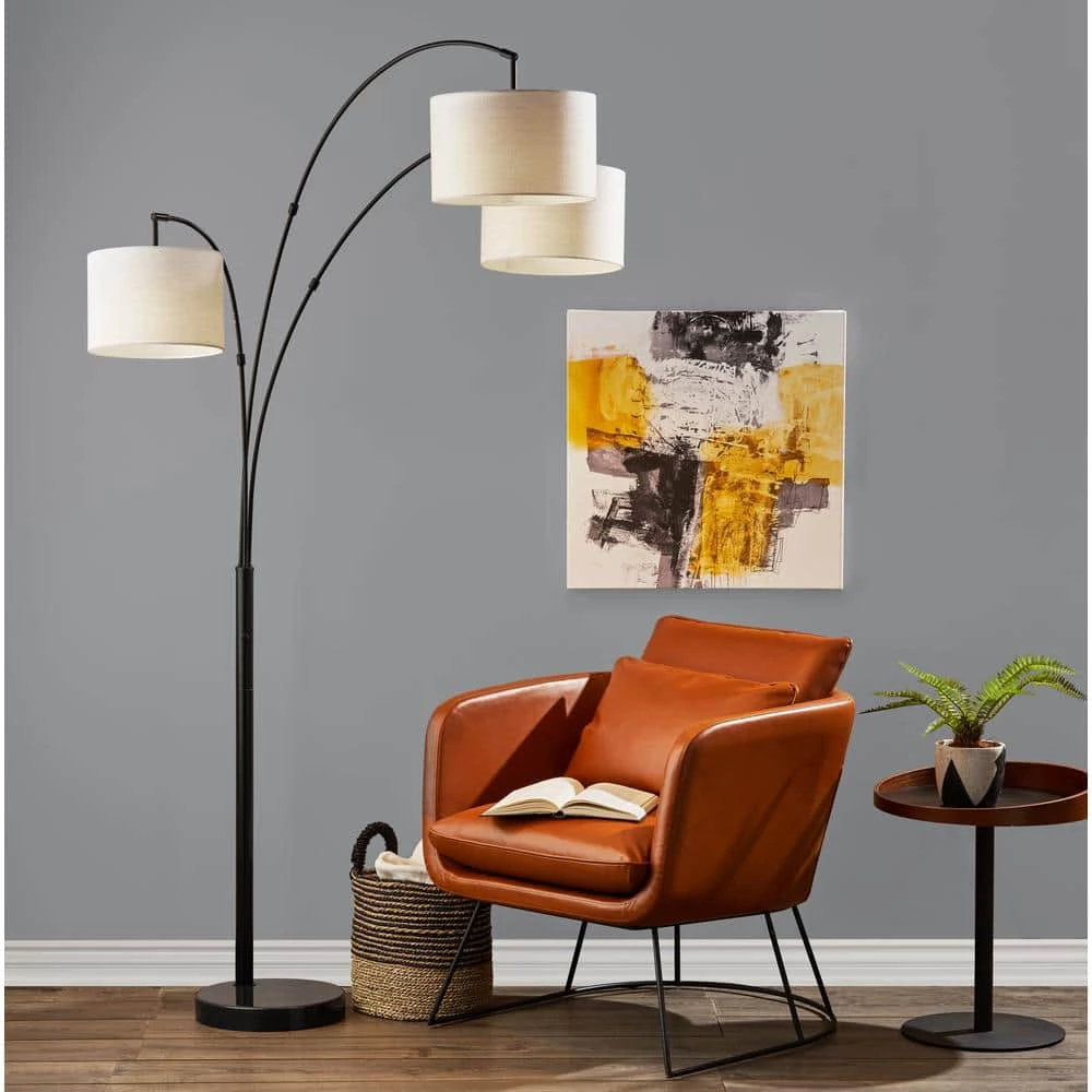 Bowery 82 in. Black 3-Arm Arc Lamp by Adesso - Image 7