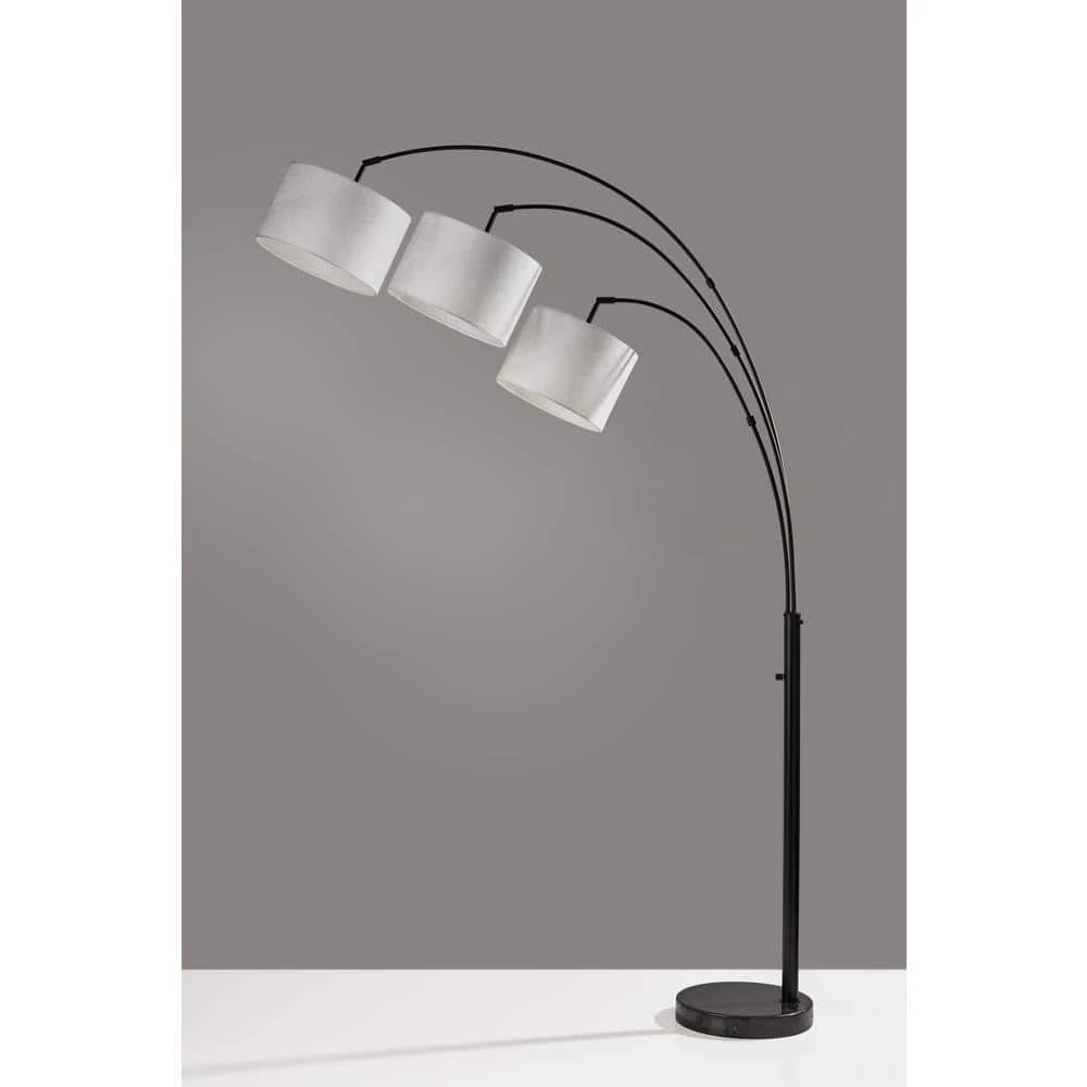Bowery 82 in. Black 3-Arm Arc Lamp by Adesso - Image 3