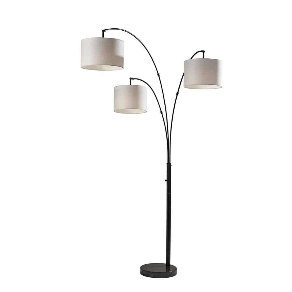 Bowery 82 in. Black 3-Arm Arc Lamp by Adesso