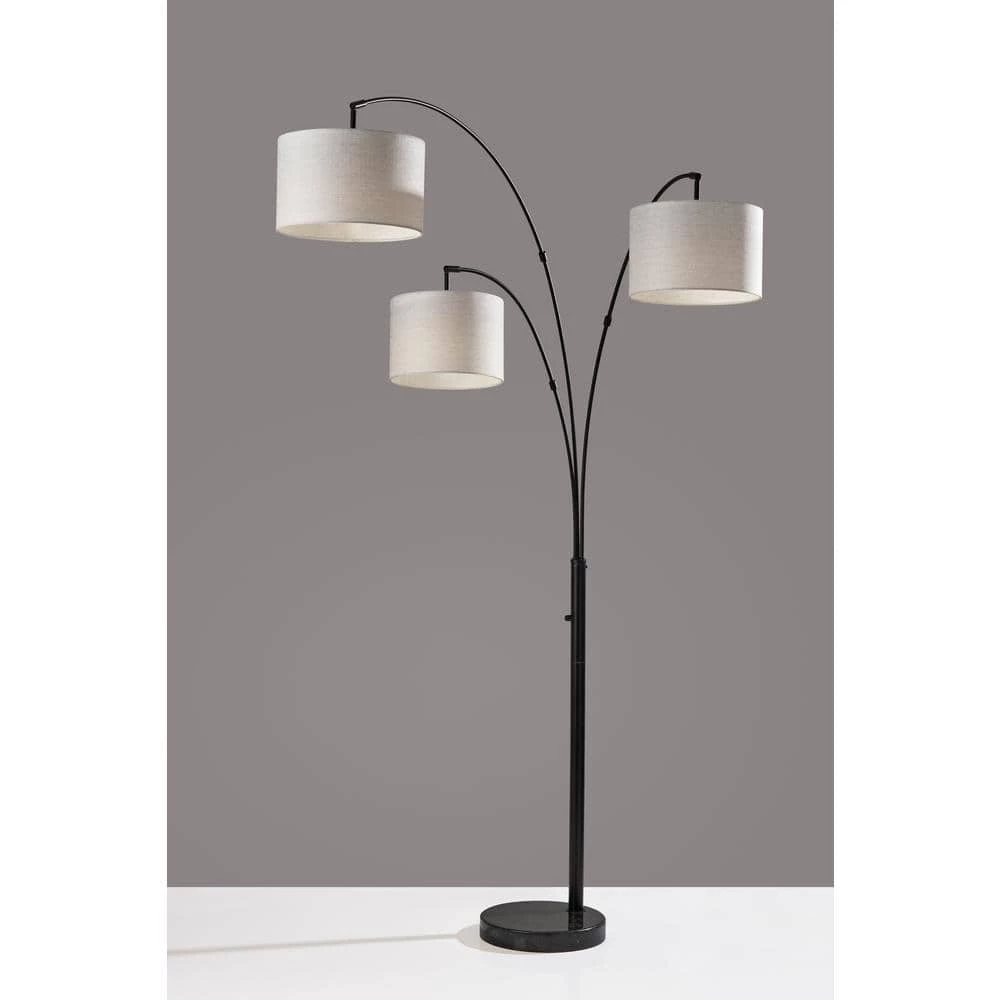 Bowery 82 in. Black 3-Arm Arc Lamp by Adesso - Image 2