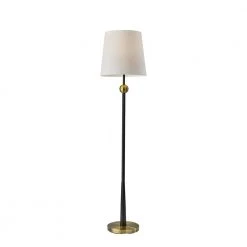 Francis 61 in. Black and Antique Brass Floor Lamps by Adesso
