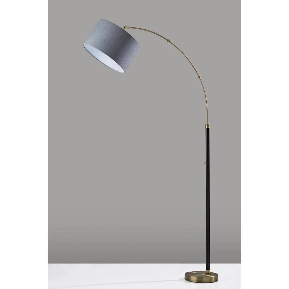 Bergen 73.5 in. Black and Antique Brass Arc Lamps by Adesso - Image 3