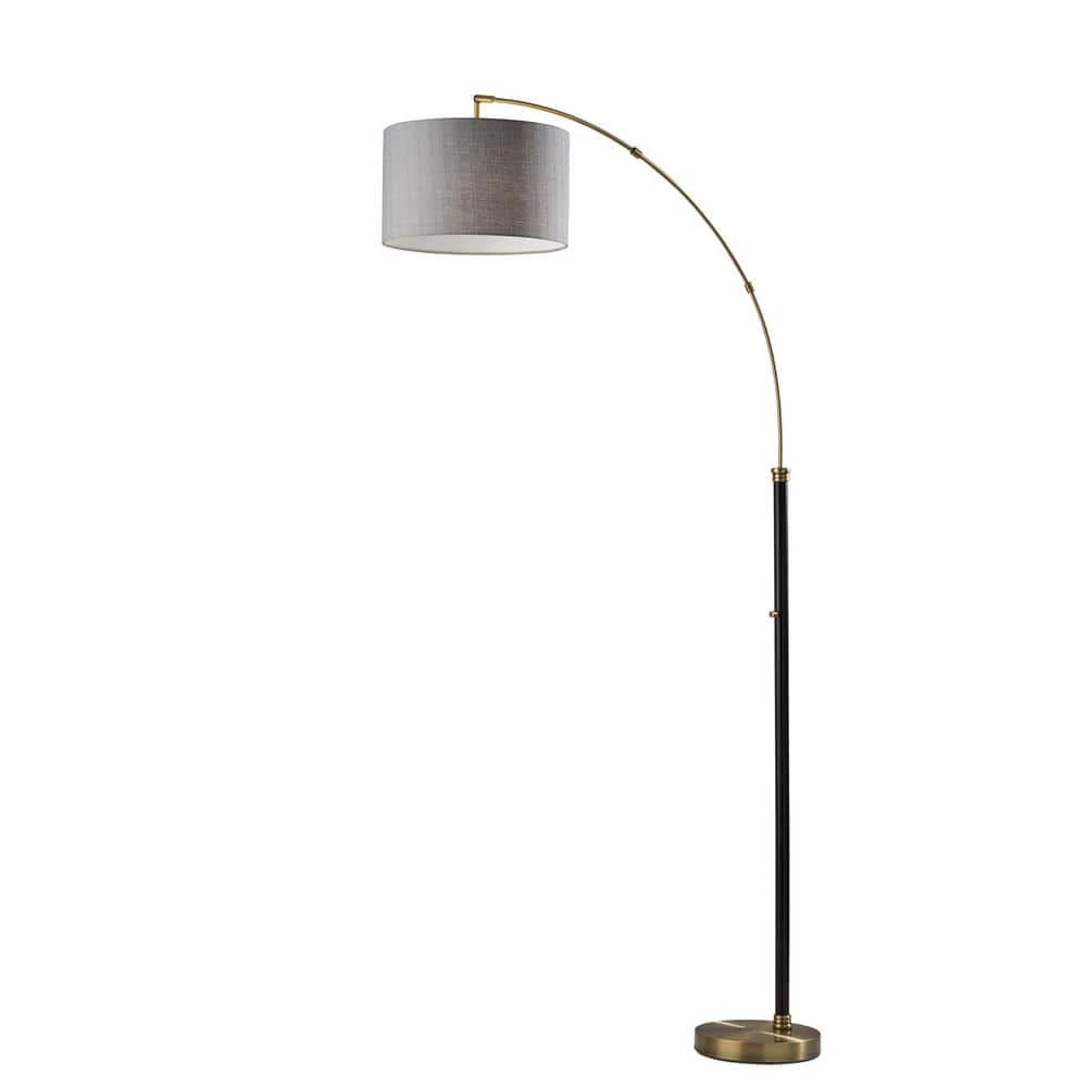 Bergen 73.5 in. Black and Antique Brass Arc Lamps by Adesso