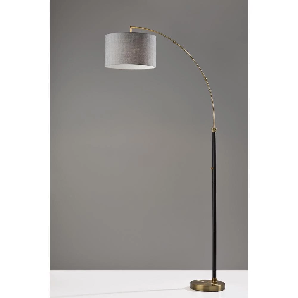 Bergen 73.5 in. Black and Antique Brass Arc Lamps by Adesso - Image 2