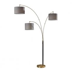 Bergen 82 in. Black and Antique Brass 3-Arm Arc Lamp by Adesso