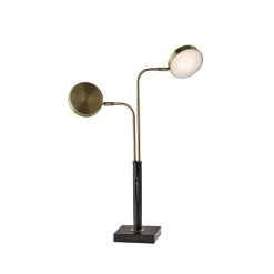 25.25 in. Black and Antique Brass Rowan LED Desk Lamp with Smart Switch by Adesso