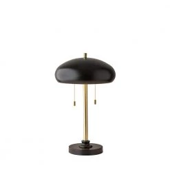 Cap 23 in. Black and Antique Brass Table Lamp by Adesso