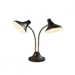 Ascot 22.5 in. Black and Antique Brass Table Lamp by Adesso