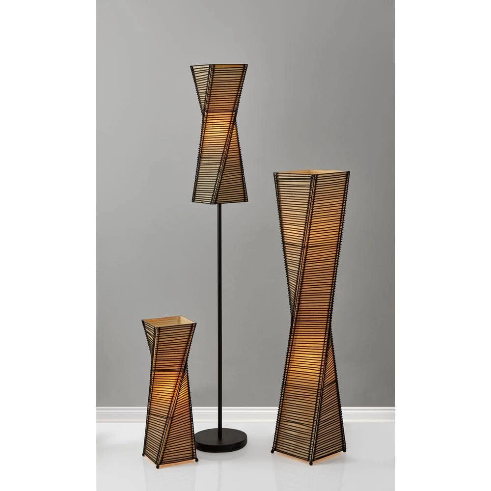 Stix Black Cane 50 in. Black/Beige Floor Lantern by Adesso - Image 3