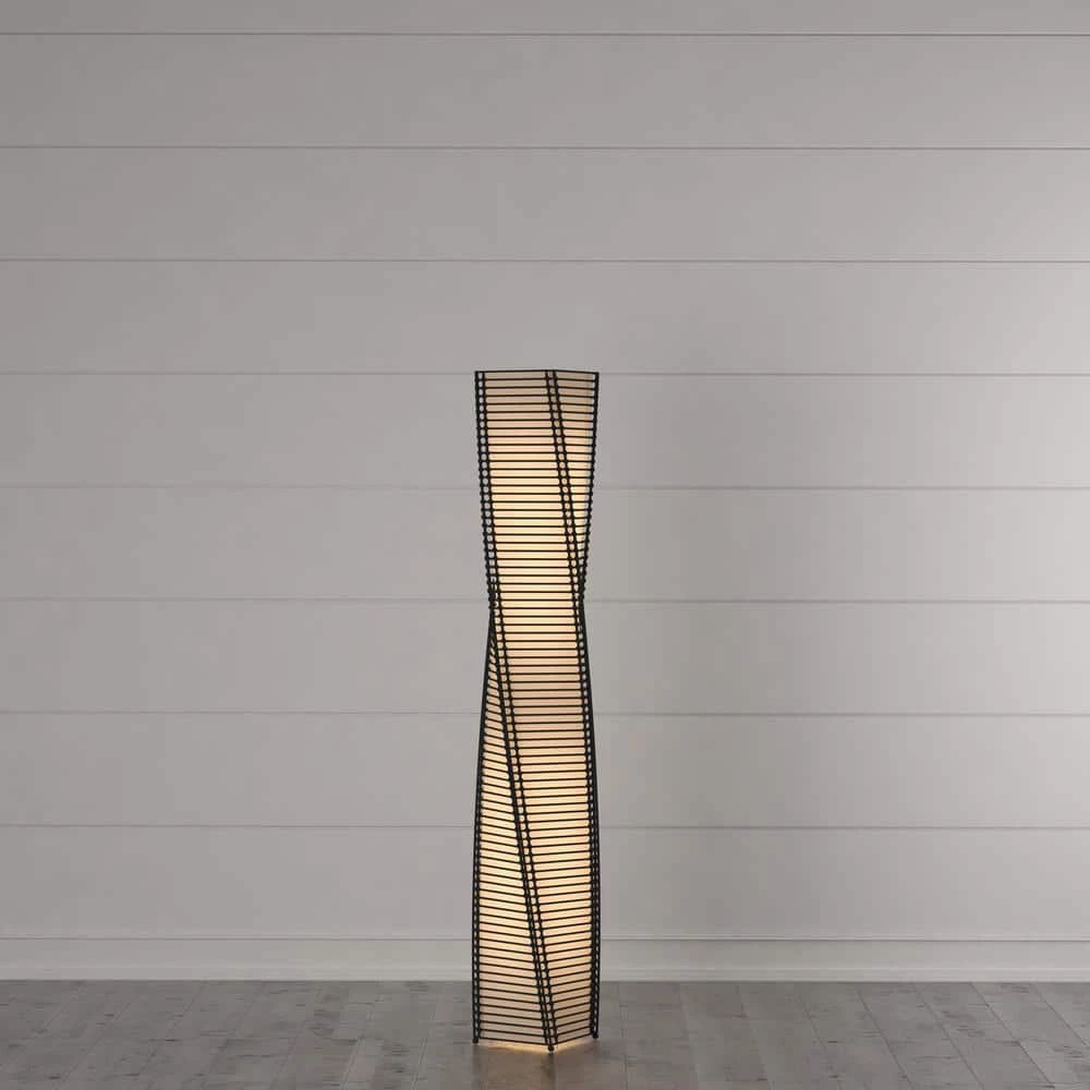 Stix Black Cane 50 in. Black/Beige Floor Lantern by Adesso - Image 6