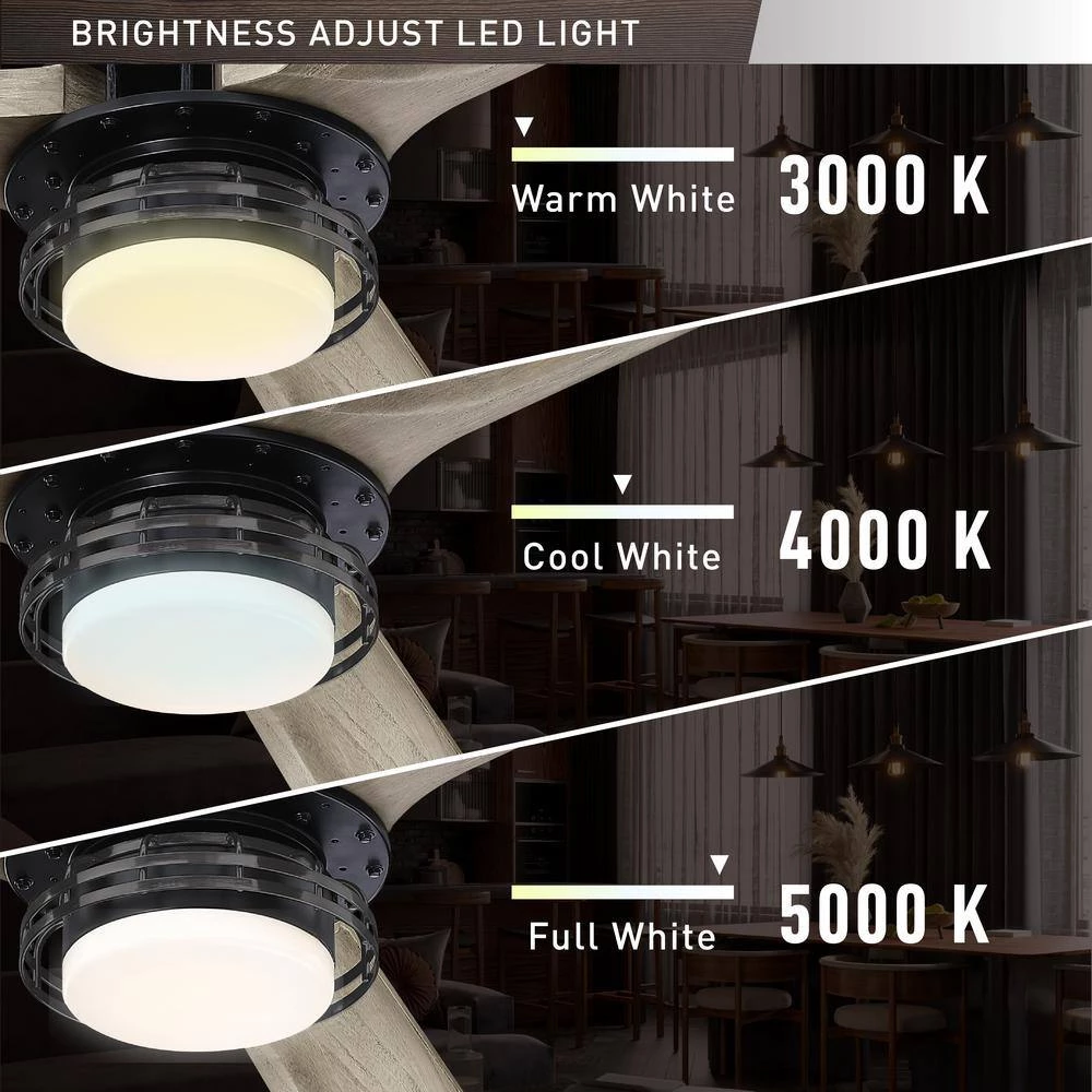 Aerofanture 52 in. Indoor/Outdoor Black Integrated LED Industrial Ceiling Fan with Light and Remote Control Included by Parrot Uncle - Image 6