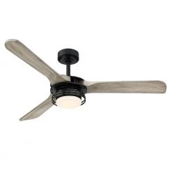 Aerofanture 52 in. Indoor/Outdoor Black Integrated LED Industrial Ceiling Fan with Light and Remote Control Included by Parrot Uncle