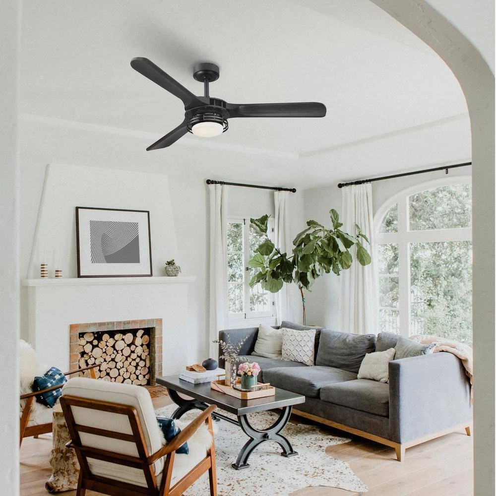 Aerofanture 52 in. Integrated LED Indoor/Outdoor Black Industrial Ceiling Fan with Light and Remote Control by Parrot Uncle - Image 8