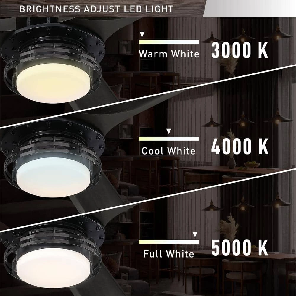 Aerofanture 52 in. Integrated LED Indoor/Outdoor Black Industrial Ceiling Fan with Light and Remote Control by Parrot Uncle - Image 6