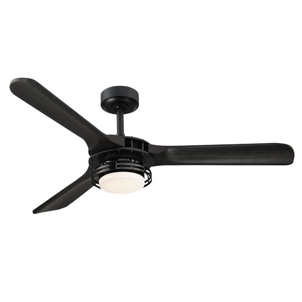 Aerofanture 52 in. Integrated LED Indoor/Outdoor Black Industrial Ceiling Fan with Light and Remote Control by Parrot Uncle