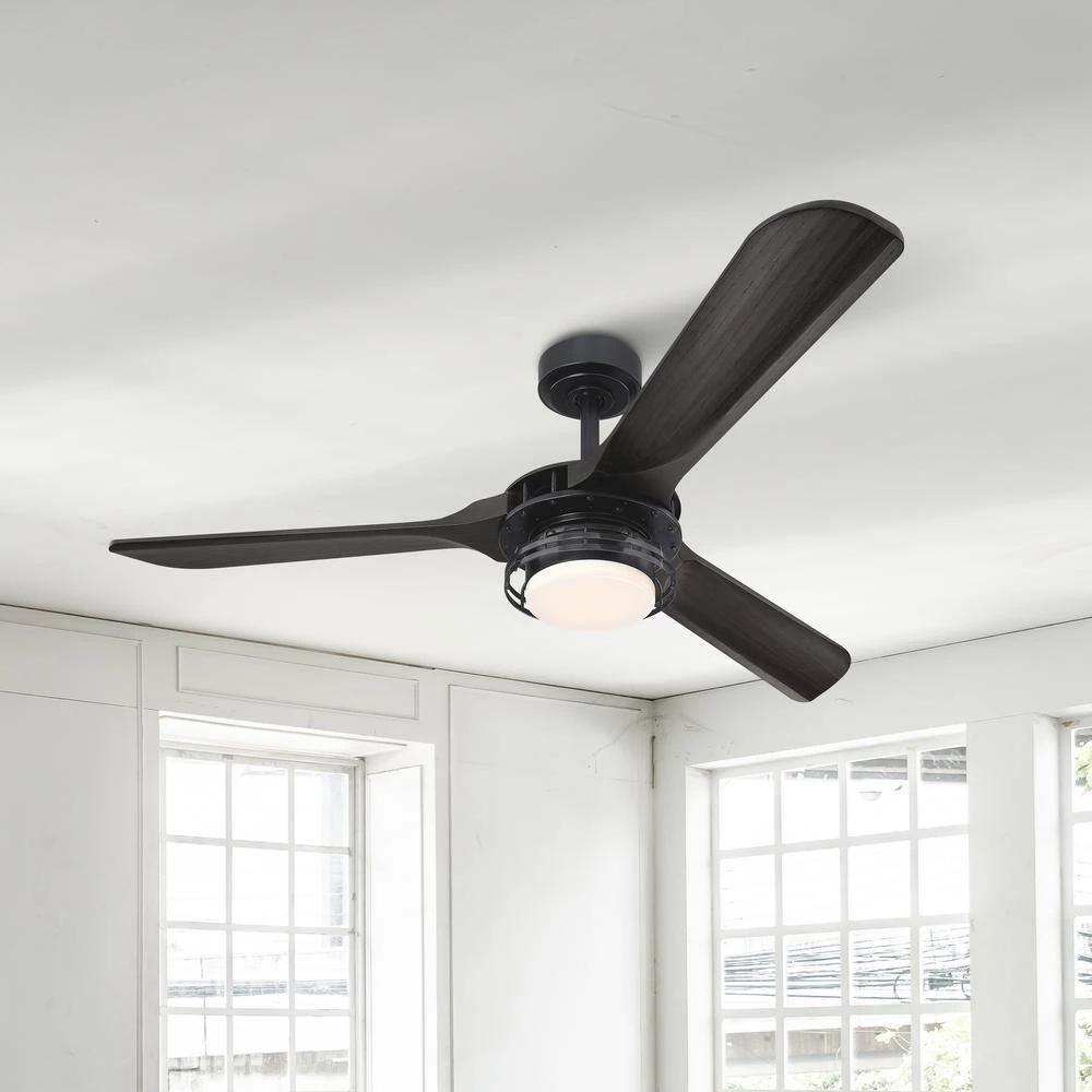 Aerofanture 52 in. Integrated LED Indoor/Outdoor Black Industrial Ceiling Fan with Light and Remote Control by Parrot Uncle - Image 2