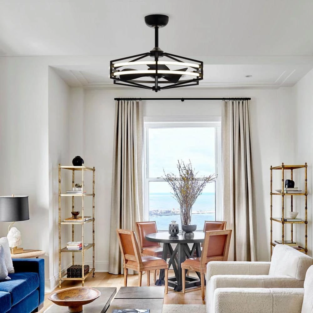 29 in. LED Indoor Black Downrod Mount Chandelier Ceiling Fan with Light and Remote Control Reversible by Parrot Uncle - Image 6