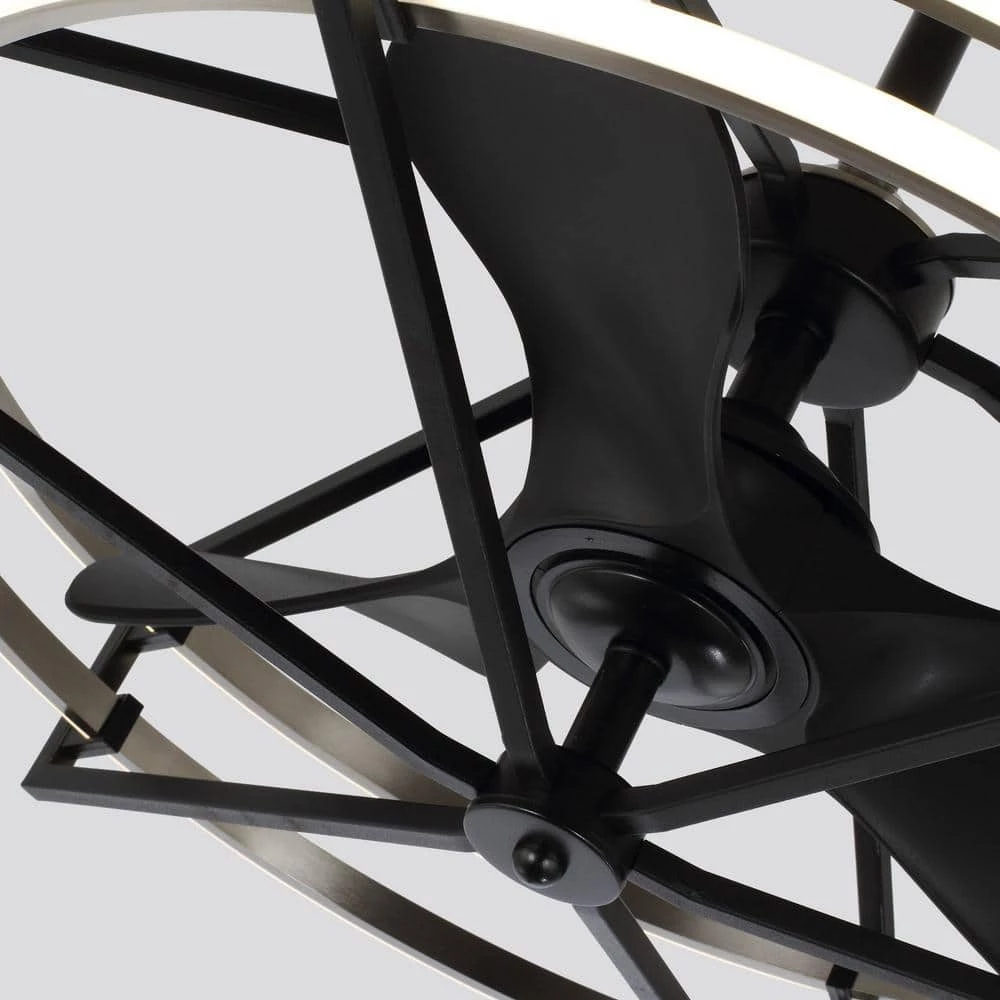 29 in. LED Indoor Black Downrod Mount Chandelier Ceiling Fan with Light and Remote Control Reversible by Parrot Uncle - Image 5