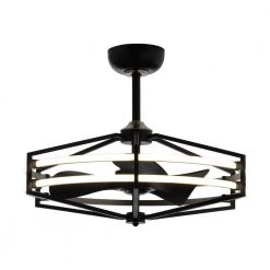 29 in. LED Indoor Black Downrod Mount Chandelier Ceiling Fan with Light and Remote Control Reversible by Parrot Uncle