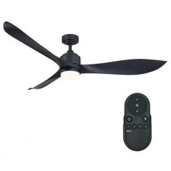 Misael 66 in. Outdoor/Indoor Propeller Modern Black Integrated LED Ceiling Fan with Remote and Light Included by Parrot Uncle