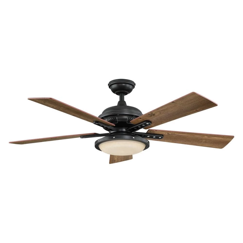 Arrietta 52 in. Indoor/Outdoor Black Iron LED Ceiling Fan with Remote and Light Kit,Reversible Blades by Parrot Uncle - Image 5