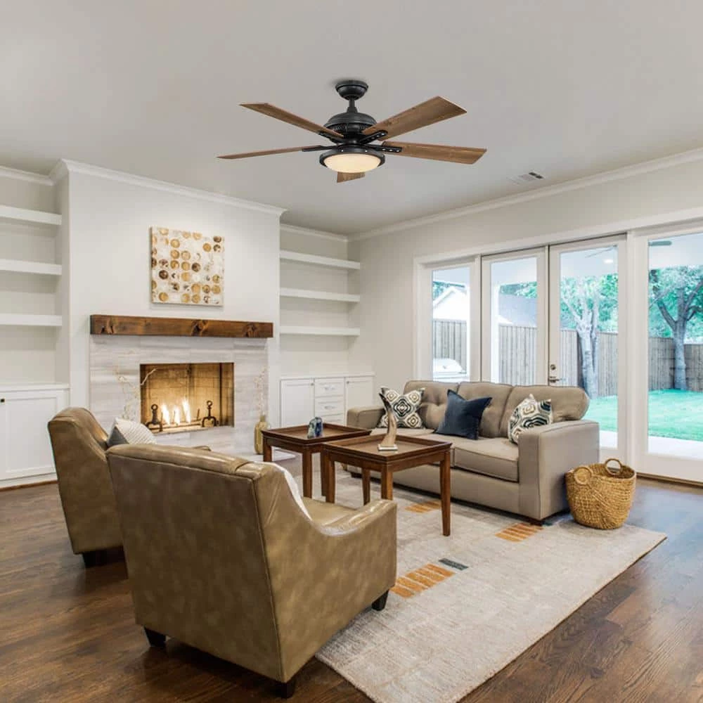 Arrietta 52 in. Indoor/Outdoor Black Iron LED Ceiling Fan with Remote and Light Kit,Reversible Blades by Parrot Uncle - Image 8