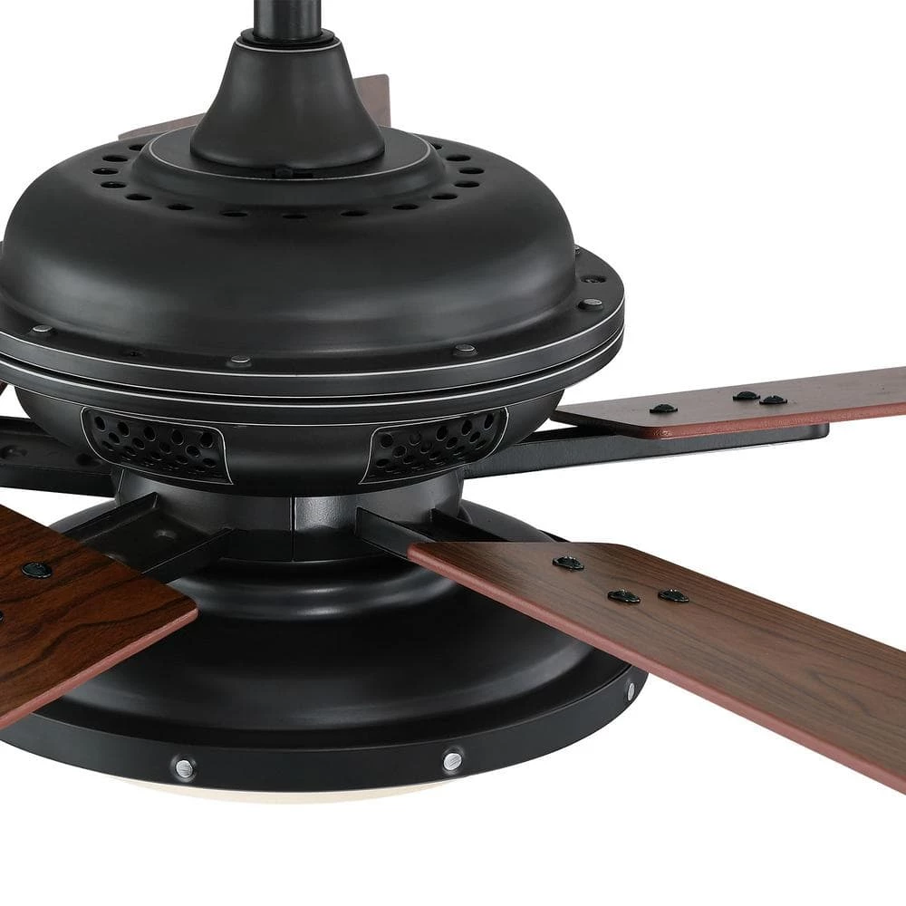 Arrietta 52 in. Indoor/Outdoor Black Iron LED Ceiling Fan with Remote and Light Kit,Reversible Blades by Parrot Uncle - Image 6