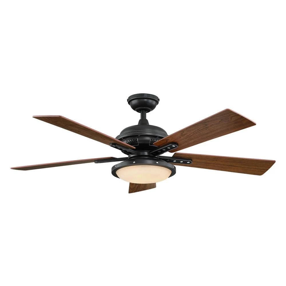 Arrietta 52 in. Indoor/Outdoor Black Iron LED Ceiling Fan with Remote and Light Kit,Reversible Blades by Parrot Uncle - Image 3