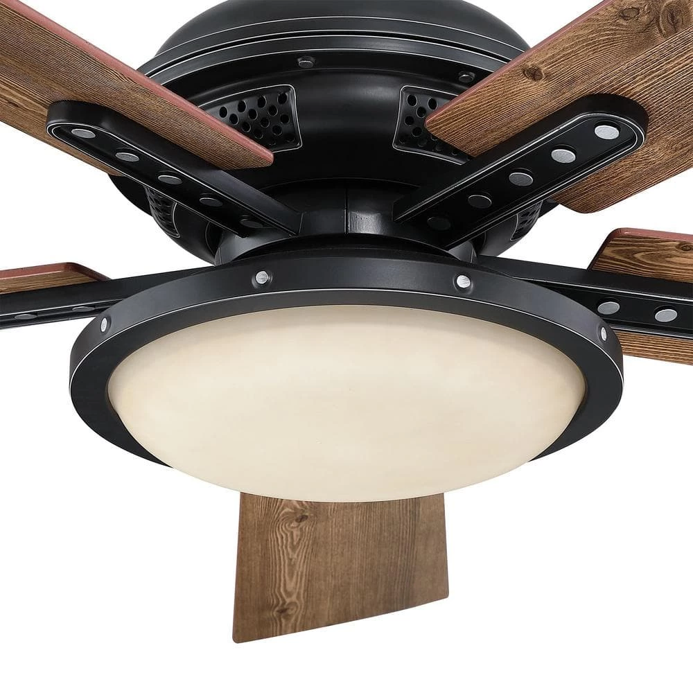 Arrietta 52 in. Indoor/Outdoor Black Iron LED Ceiling Fan with Remote and Light Kit,Reversible Blades by Parrot Uncle - Image 7