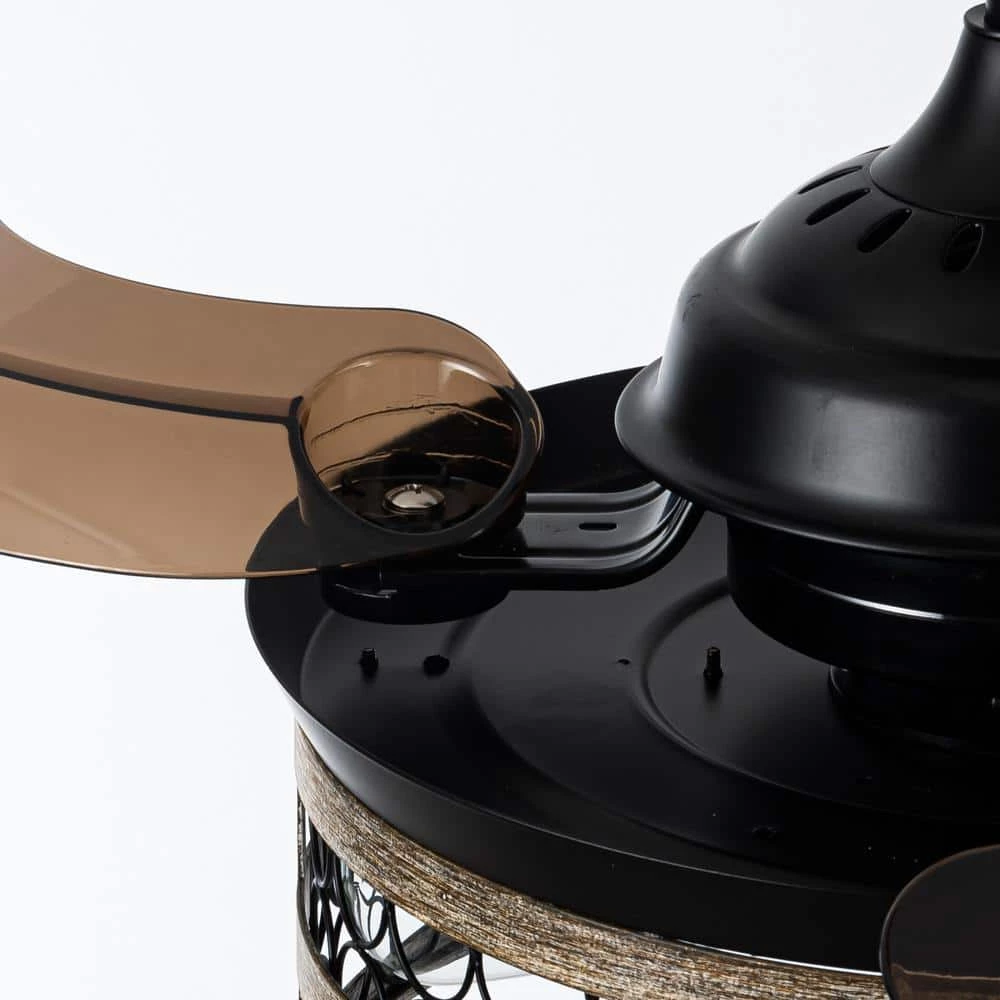 36 in. Black Indoor Farmhouse Retractable Ceiling Fan with Light Kit and Remote Control by Parrot Uncle - Image 8