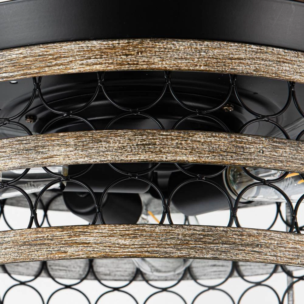 36 in. Black Indoor Farmhouse Retractable Ceiling Fan with Light Kit and Remote Control by Parrot Uncle - Image 7