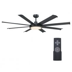 Kaitylyn 60 in. Indoor/Outdoor Black Downrod Mount LED Chandelier Ceiling Fan with Light and Remote by Parrot Uncle