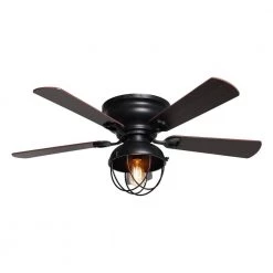42 in. Indoor Black Low Profile Black Ceiling Fan with Light Kit and Remote Control by Parrot Uncle